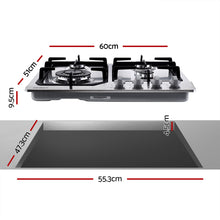 Load image into Gallery viewer, Devanti Gas Cooktop 60cm Gas Stove Cooker 4 Burner Cook Top Konbs NG LPG Steel
