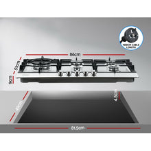 Load image into Gallery viewer, Devanti Gas Cooktop 90cm Kitchen Stove Cooker 5 Burner Stainless Steel NG/LPG Silver
