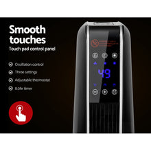 Load image into Gallery viewer, Devanti Electric Ceramic Tower Fan Heater Portable Oscillating Remote Control 2400W Black
