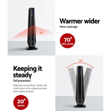 Load image into Gallery viewer, Devanti Electric Ceramic Tower Fan Heater Portable Oscillating Remote Control 2400W Black
