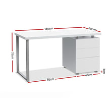 Load image into Gallery viewer, Artiss Metal Desk with 3 Drawers - White
