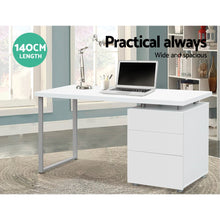 Load image into Gallery viewer, Artiss Metal Desk with 3 Drawers - White
