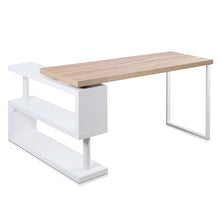 Load image into Gallery viewer, Artiss Rotary Corner Desk with Bookshelf - Brown &amp; White
