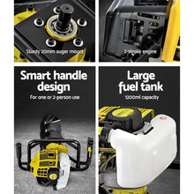 Load image into Gallery viewer, Giantz 92CC Post Hole Digger Petrol Auger Drill Borer Fence Earth Power 300mm
