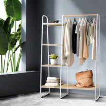 Load image into Gallery viewer, Closet Storage Rack Clothes Hanger Shelf Garment Rail Stand Wardrobe Organiser White
