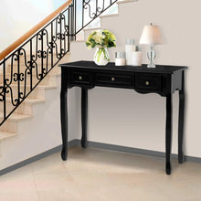 Load image into Gallery viewer, 3 Drawers Hallway Console Table - Black
