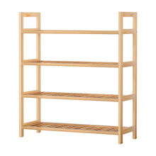 Load image into Gallery viewer, Artiss 4-tier Shoe Rack 12 Pairs Shoe Storage Weaved Shelves Solid Wood Frame
