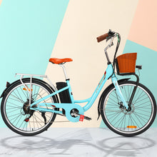 Load image into Gallery viewer, Phoenix 26" Electric Bike Bicycle eBike e-Bike Motorized City Battery Basket Blue
