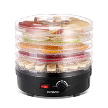 Load image into Gallery viewer, Devanti 5 Trays Food Dehydrator Fruit Dehydrators Pet Beef Jerky Dryer Black
