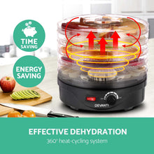 Load image into Gallery viewer, Devanti 5 Trays Food Dehydrator Fruit Dehydrators Pet Beef Jerky Dryer Black
