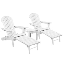 Load image into Gallery viewer, Gardeon 3 Piece Outdoor Adirondack Lounge Beach Chair Set - White
