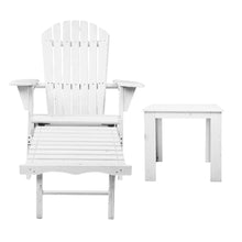 Load image into Gallery viewer, Gardeon 3 Piece Outdoor Adirondack Lounge Beach Chair Set - White
