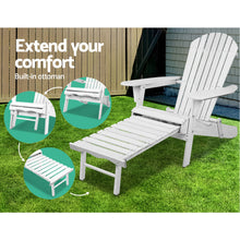 Load image into Gallery viewer, Gardeon 3 Piece Outdoor Adirondack Lounge Beach Chair Set - White
