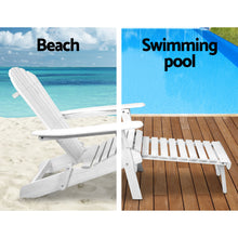 Load image into Gallery viewer, Gardeon 3 Piece Outdoor Adirondack Lounge Beach Chair Set - White
