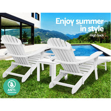 Load image into Gallery viewer, Gardeon 3 Piece Outdoor Adirondack Lounge Beach Chair Set - White
