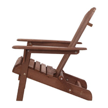 Load image into Gallery viewer, 2PC Foldable Outdoor Wooden Adirondack Lounge Chairs Table Set
