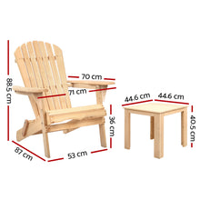 Load image into Gallery viewer, Gardeon 3 Piece Wooden Outdoor Beach Chair and Table Set
