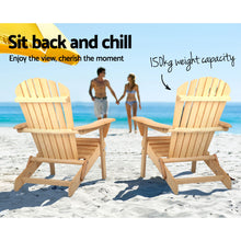 Load image into Gallery viewer, Gardeon 3 Piece Wooden Outdoor Beach Chair and Table Set
