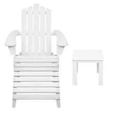 Load image into Gallery viewer, 3PC Outdoor Wooden Adirondack Lounge Chairs Table Set - White
