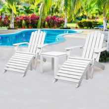 Load image into Gallery viewer, 3PC Outdoor Wooden Adirondack Lounge Chairs Table Set - White
