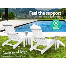 Load image into Gallery viewer, 3PC Outdoor Wooden Adirondack Lounge Chairs Table Set - White
