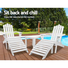 Load image into Gallery viewer, 3PC Outdoor Wooden Adirondack Lounge Chairs Table Set - White
