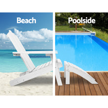 Load image into Gallery viewer, 3PC Outdoor Wooden Adirondack Lounge Chairs Table Set - White
