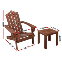 Load image into Gallery viewer, 3PC Outdoor Wooden Adirondack Lounge Chairs Table Set - Brwon
