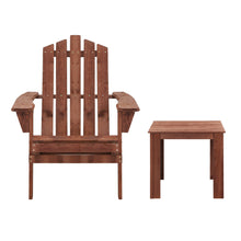 Load image into Gallery viewer, 3PC Outdoor Wooden Adirondack Lounge Chairs Table Set - Brwon
