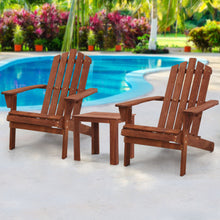 Load image into Gallery viewer, 3PC Outdoor Wooden Adirondack Lounge Chairs Table Set - Brwon
