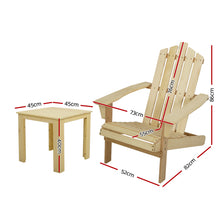 Load image into Gallery viewer, 3PC Outdoor Wooden Adirondack Lounge Chairs Table Set - Wood
