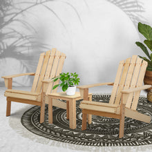 Load image into Gallery viewer, 3PC Outdoor Wooden Adirondack Lounge Chairs Table Set - Wood
