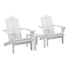 Load image into Gallery viewer, 3PC Outdoor Wooden Adirondack Lounge Chairs Table Set - White
