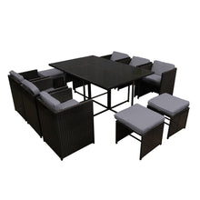 Load image into Gallery viewer, Gardeon 11 Piece PE Wicker Outdoor Dining Set - Black

