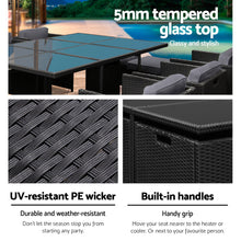 Load image into Gallery viewer, Gardeon 11 Piece PE Wicker Outdoor Dining Set - Black

