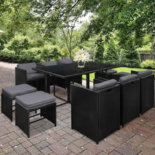 Load image into Gallery viewer, Gardeon 11 Piece PE Wicker Outdoor Dining Set - Black

