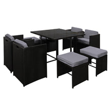 Load image into Gallery viewer, Gardeon 9 Piece Wicker Outdoor Dining Set - Black &amp; Grey

