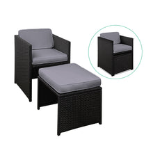 Load image into Gallery viewer, Gardeon 9 Piece Wicker Outdoor Dining Set - Black &amp; Grey
