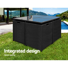 Load image into Gallery viewer, Gardeon 9 Piece Wicker Outdoor Dining Set - Black &amp; Grey
