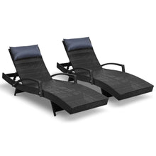 Load image into Gallery viewer, Gardeon Set of 2 Sun Lounge Outdoor Furniture Wicker Lounger Rattan Day Bed Garden Patio Black
