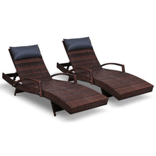 Load image into Gallery viewer, Gardeon Set of 2 Sun Lounge Outdoor Furniture Wicker Lounger Rattan Day Bed Garden Patio Brown
