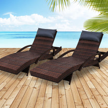 Load image into Gallery viewer, Gardeon Set of 2 Sun Lounge Outdoor Furniture Wicker Lounger Rattan Day Bed Garden Patio Brown
