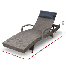 Load image into Gallery viewer, Gardeon Set of 2 Sun Lounge Outdoor Furniture Wicker Lounger Rattan Day Bed Garden Patio Grey
