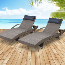 Load image into Gallery viewer, Gardeon Set of 2 Sun Lounge Outdoor Furniture Wicker Lounger Rattan Day Bed Garden Patio Grey
