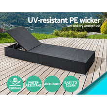 Load image into Gallery viewer, Gardeon Sun Lounge Wicker Lounger Outdoor Furniture Rattan Garden Day Bed Sofa Black
