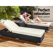 Load image into Gallery viewer, Gardeon Outdoor Sun Lounge Wicker Lounger Setting Day Bed Chair Pool Furniture Rattan Sofa Cushion Garden Patio Grey Black

