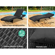 Load image into Gallery viewer, Gardeon Outdoor Wicker Sun Lounge - Black
