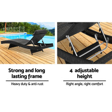 Load image into Gallery viewer, Gardeon Outdoor Sun Lounge Setting Wicker Lounger Day Bed Rattan Patio Furniture Black
