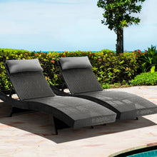Load image into Gallery viewer, Gardeon Outdoor Sun Lounge Setting Wicker Lounger Day Bed Rattan Patio Furniture Black
