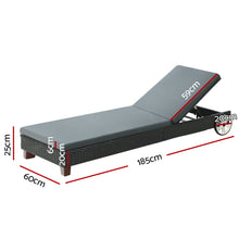 Load image into Gallery viewer, Gardeon Sun Lounge Wicker Lounger Day Bed Wheel Patio Outdoor Furniture Setting

